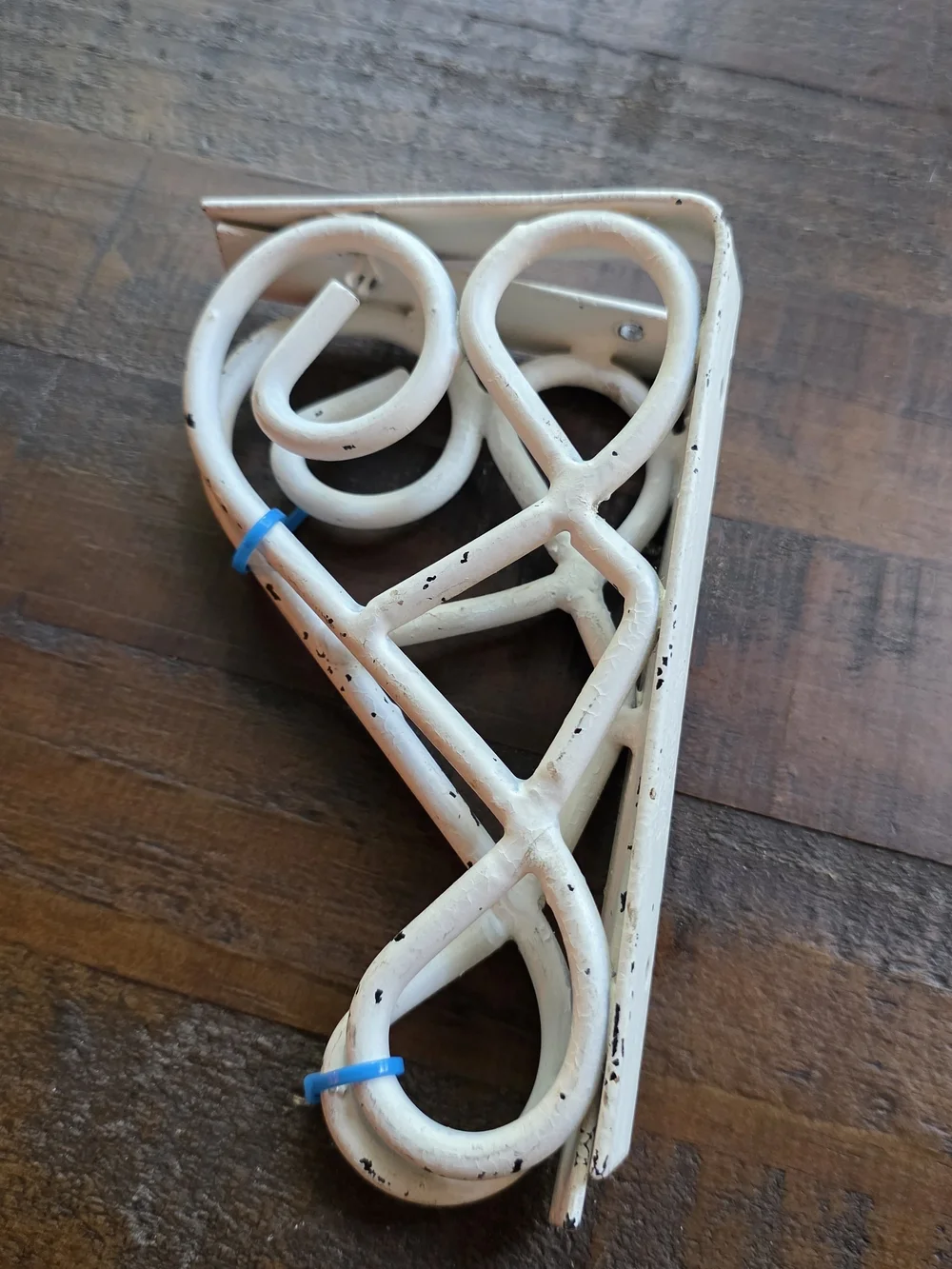 Vintage-Style White Metal Scroll Shelf Bracket.